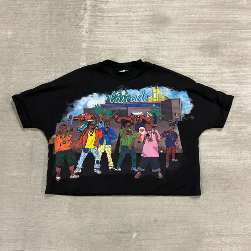 Streetwear Y2K T Shirt Men Women Harajuku Hip Hop Graphic Print Short Sleeve Trendy Oversized Casual Loose Cotton T Shirt 2024